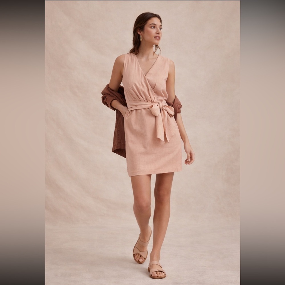 Anthropologie NWT Linen Wrap Mini Dress Size XXS. - Picture 6 of 16